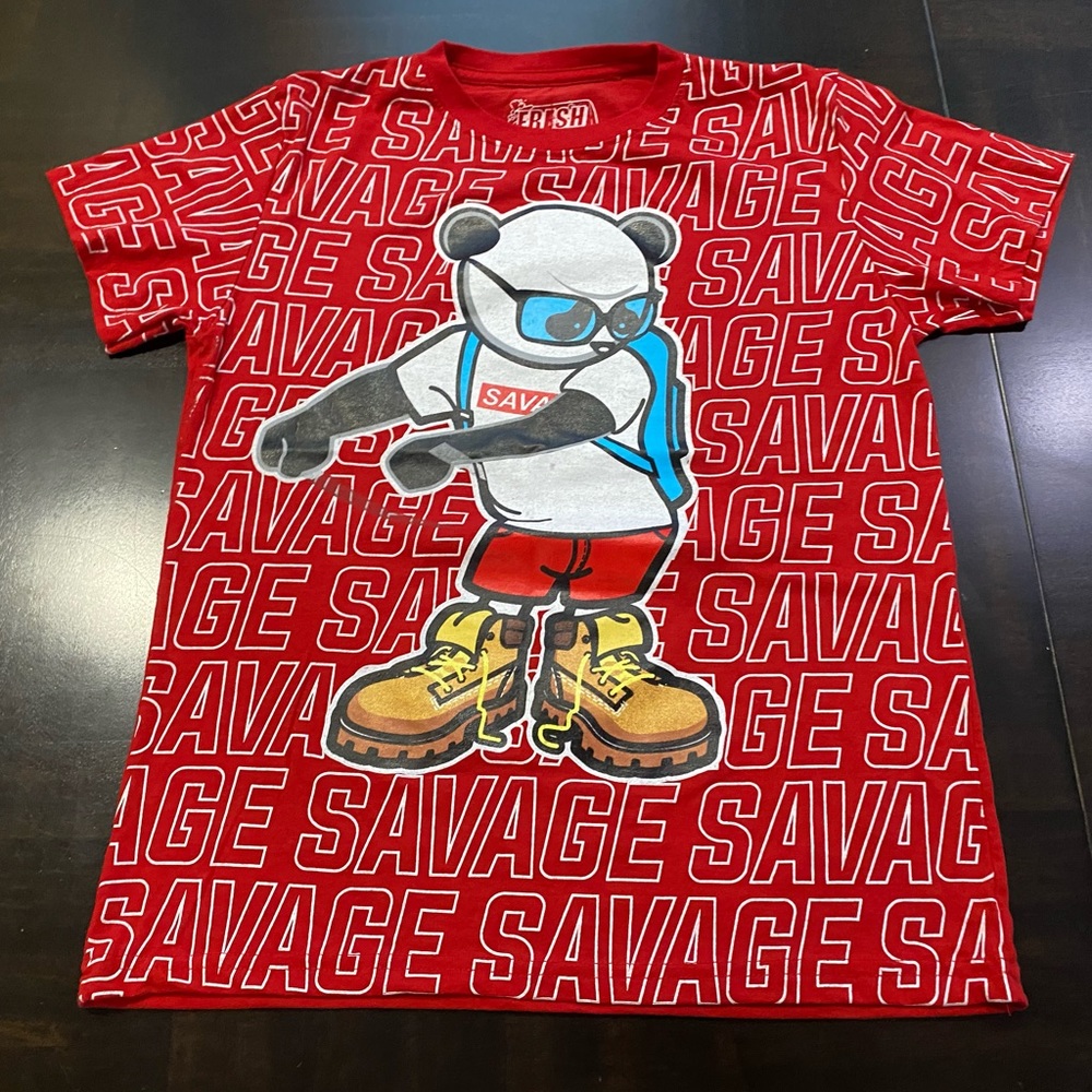SAVAGE Boys Short Sleeve Shirt Size M